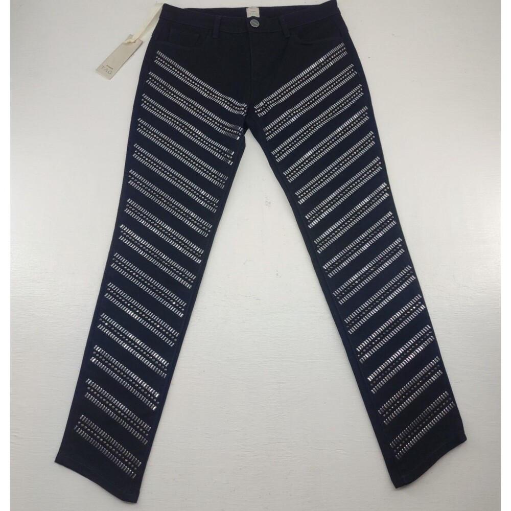 NWT $245 PINKO Size 29 | Irvin Skinny Full Borchie Black Beaded Jeans Pants